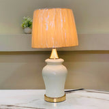 Ivory Luxe Fiber-Art Table Lamp pair