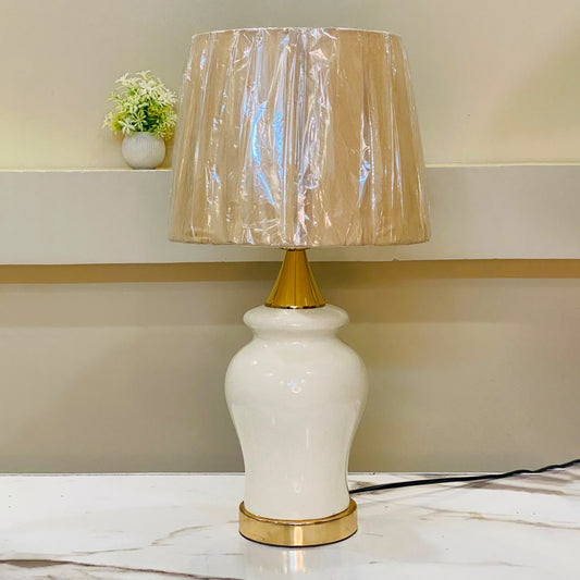 Ivory Luxe Fiber-Art Table Lamp pair
