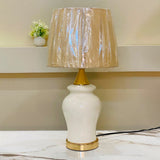 Ivory Luxe Fiber-Art Table Lamp pair