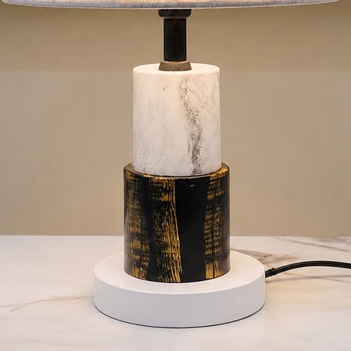 Modern Marble &amp; Art Deco Stacked Table Lamp [pair]