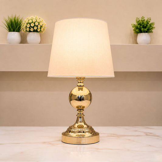 Golden Ball Table Lamp Pair