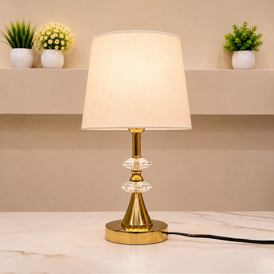 Double Tier Crystal Table Lamp Pair