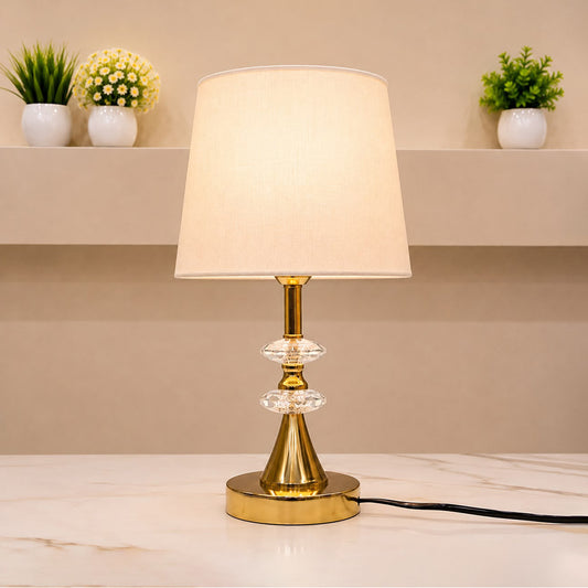 Double Tier Crystal Table Lamp Pair