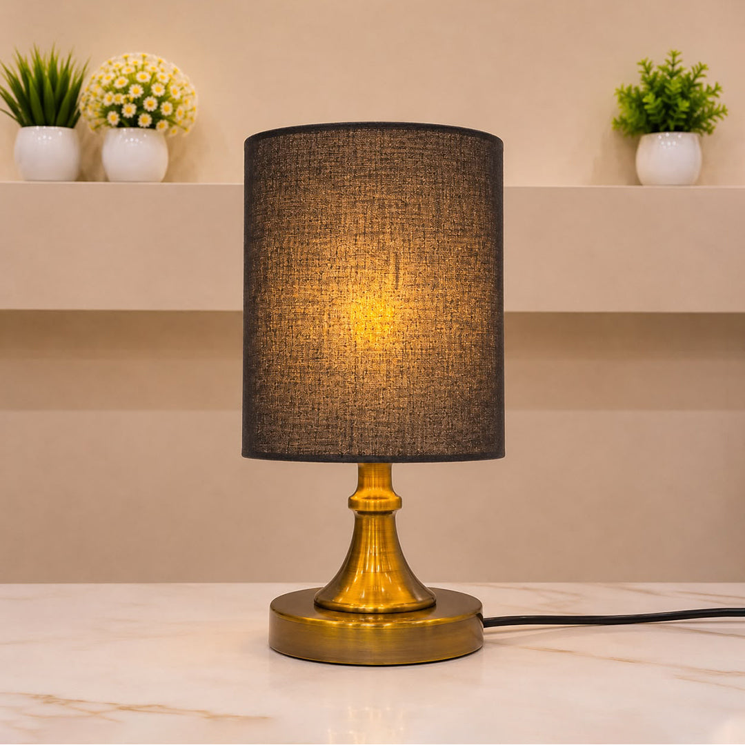 Brass Cylinder Table Lamp Pair
