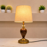 Wood Crystal Table Lamp Pair
