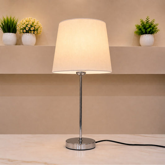 Silver Simple Rod Table Lamp Pair