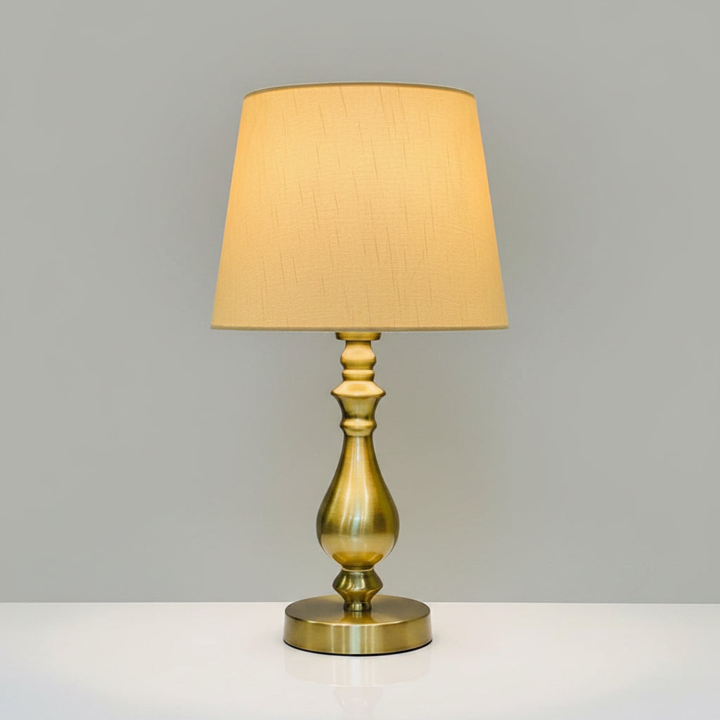 The Amber Glow Classic Metallic Table Lamp pair