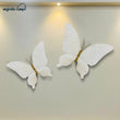 Pristine White &amp; Gold Wall Mounted Butterflies (Set of 2) fiber