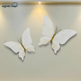 Pristine White &amp; Gold Wall Mounted Butterflies (Set of 2) fiber