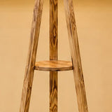 Rustic Wooden Tripod Standing Floor Lamp