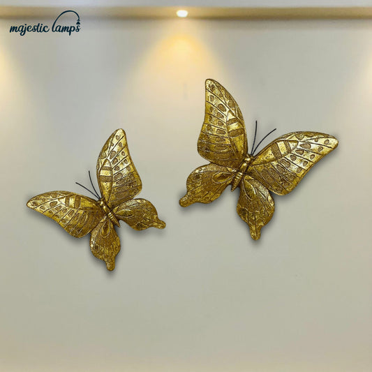 Golden Monarch Wall Mounted Butterflies (Set of 2) fiber