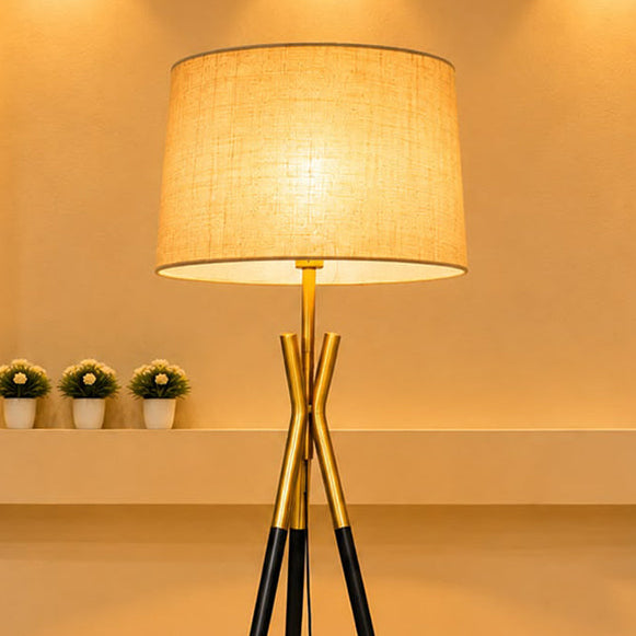 Black &amp; Gold Tripod Standing Floor Lamp
