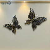 Antique Black &amp; Gold Wall Mounted Butterflies (Set of 2) fiber
