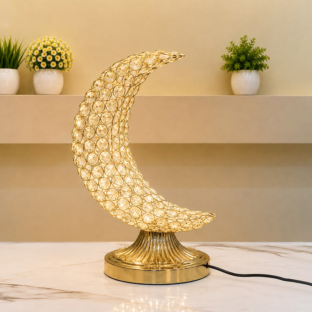 The Ethereal Lunar LED Crystal Table Lamp pair