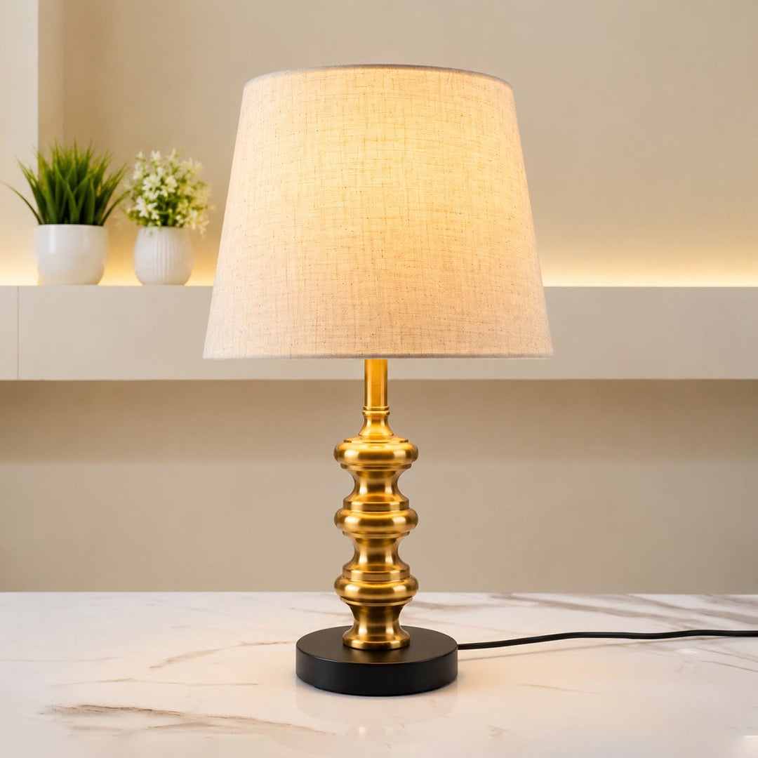 Modern Multi-Tiered Antique Brass &amp; Black Metal Table Lamp [pair]