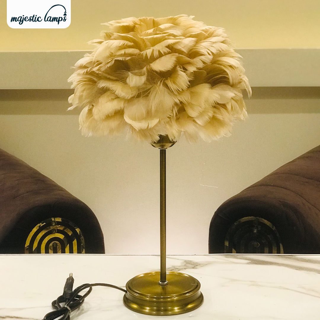 The Golden-Hour Feather Table Lamp pair
