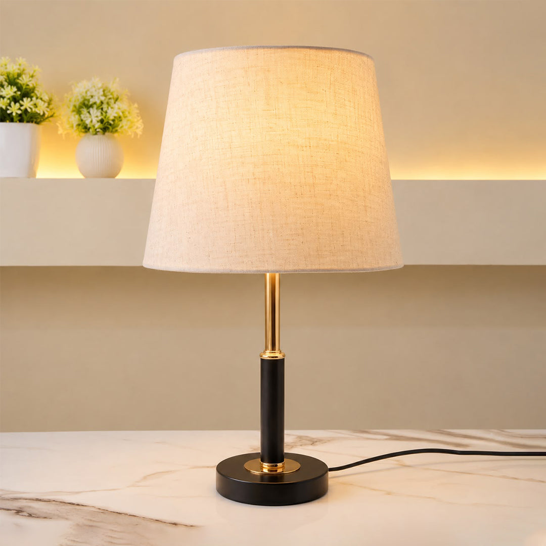 Contemporary Black &amp; Polished Brass Column Metal Table Lamp [pair]