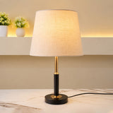 Contemporary Black &amp; Polished Brass Column Metal Table Lamp [pair]