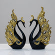 Royal Obsidian &amp; Gold Swan Pair