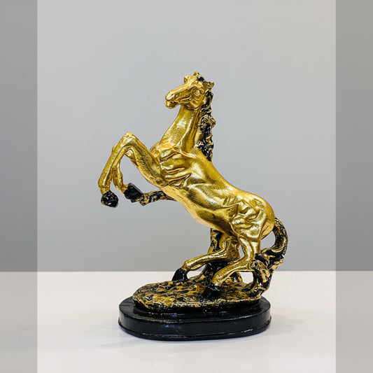 Golden Rearing Horse Fiber Showpiece
