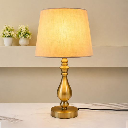 The Amber Glow Classic Metallic Table Lamp pair