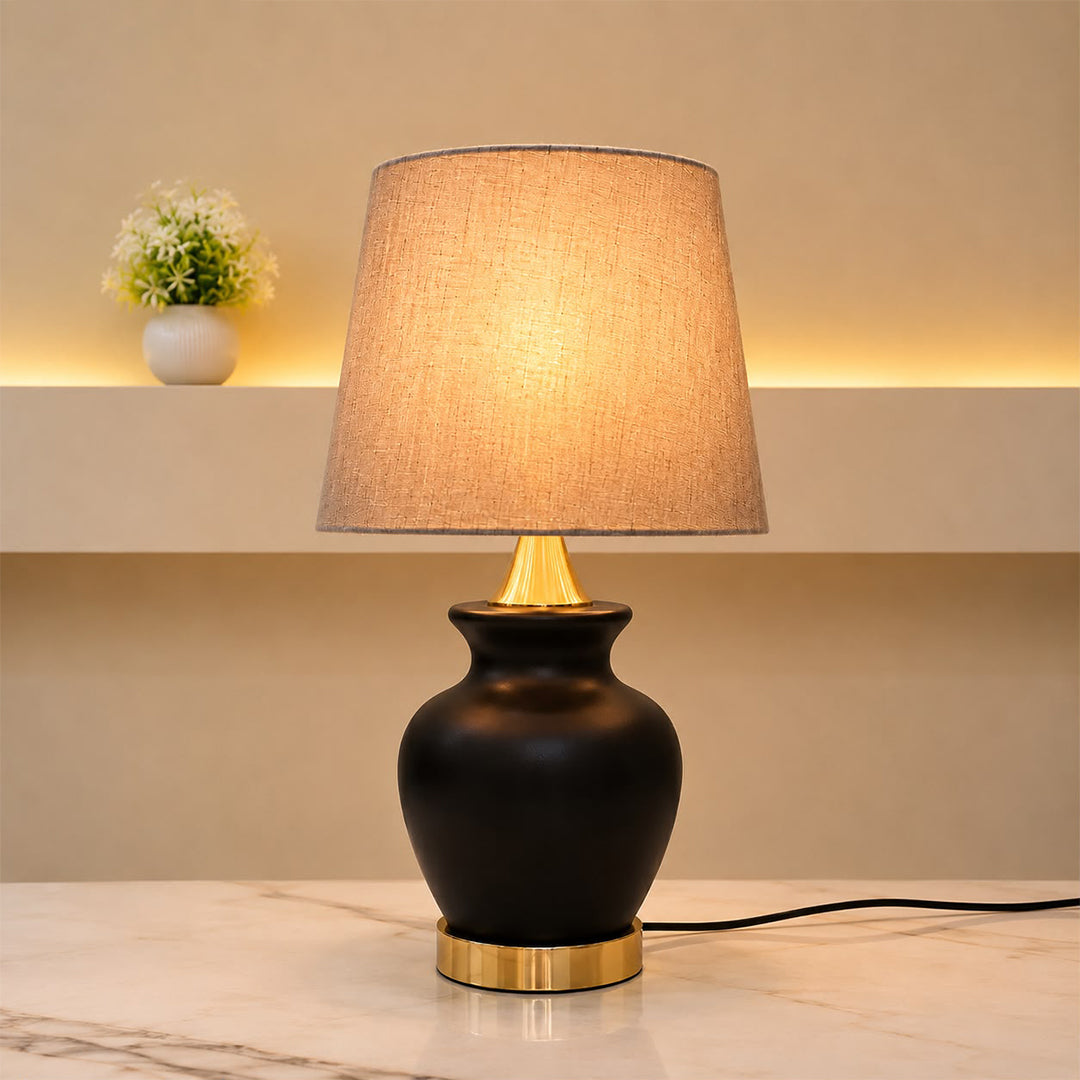 Onyx Luxe Fiber-Art Table Lamp pair