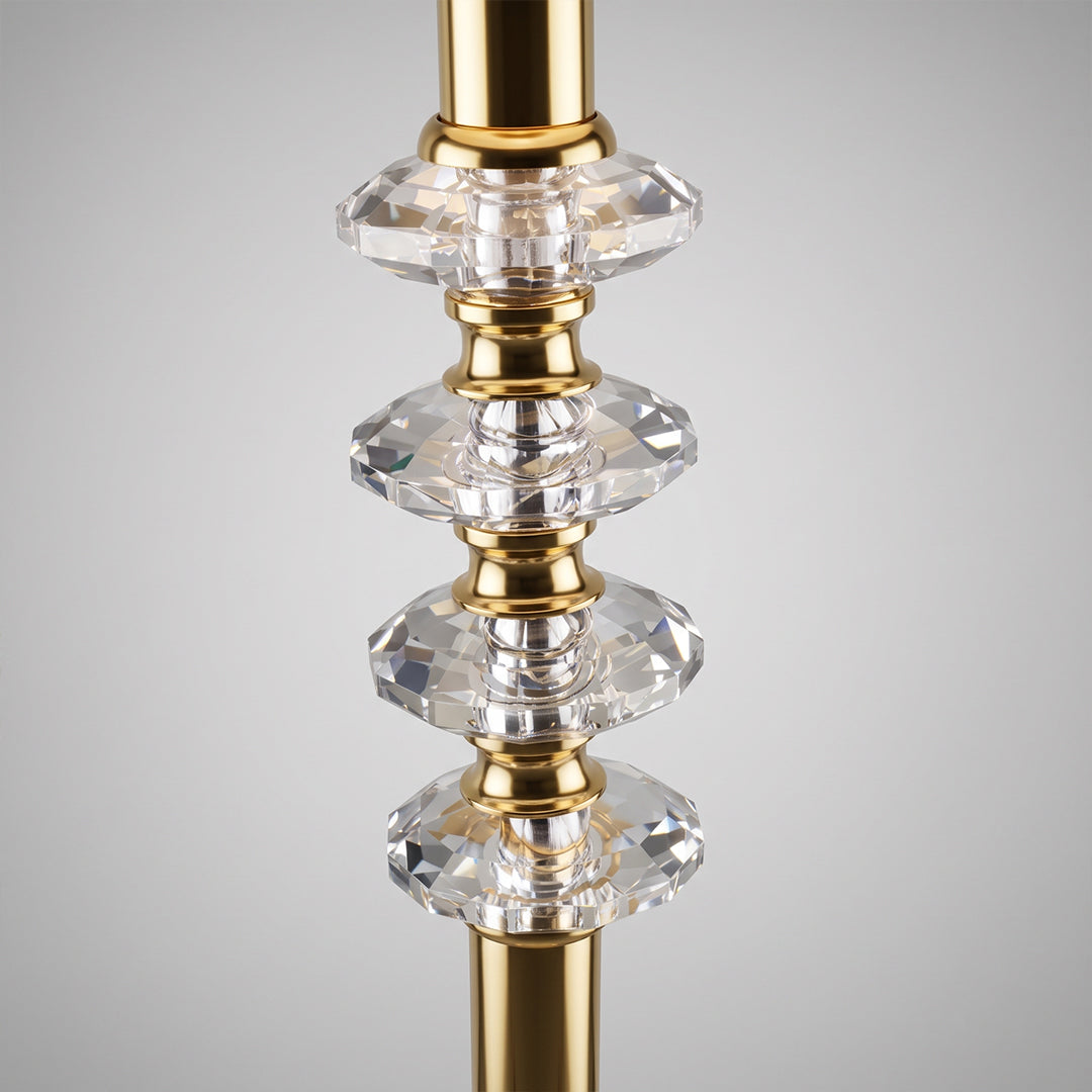 Luxe Crystal-Accented Brushed Gold Standing Floor Lamp