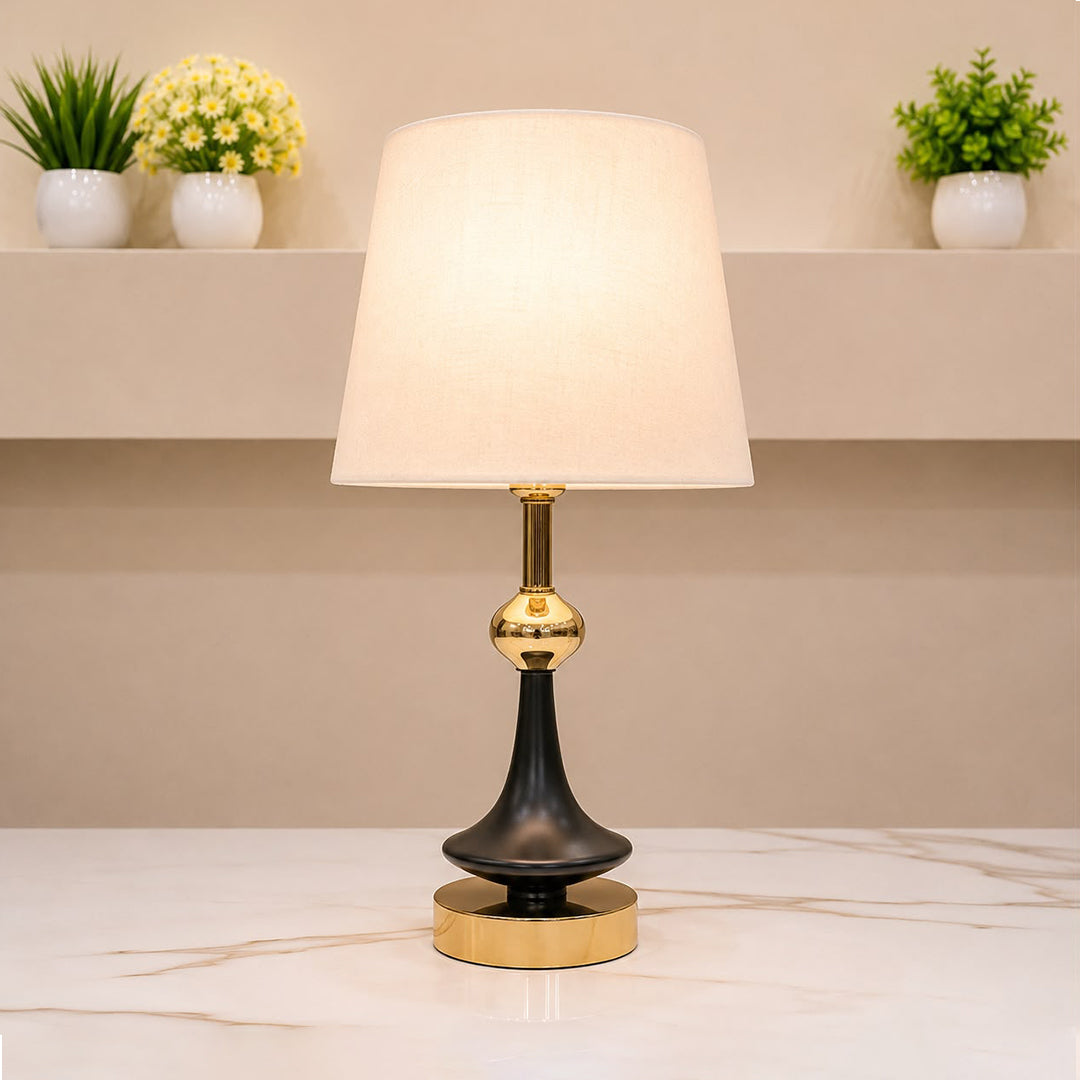 Brass Base Matka Table Lamp Pair