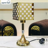 The Golden Grid Geometric Table Lamp pair