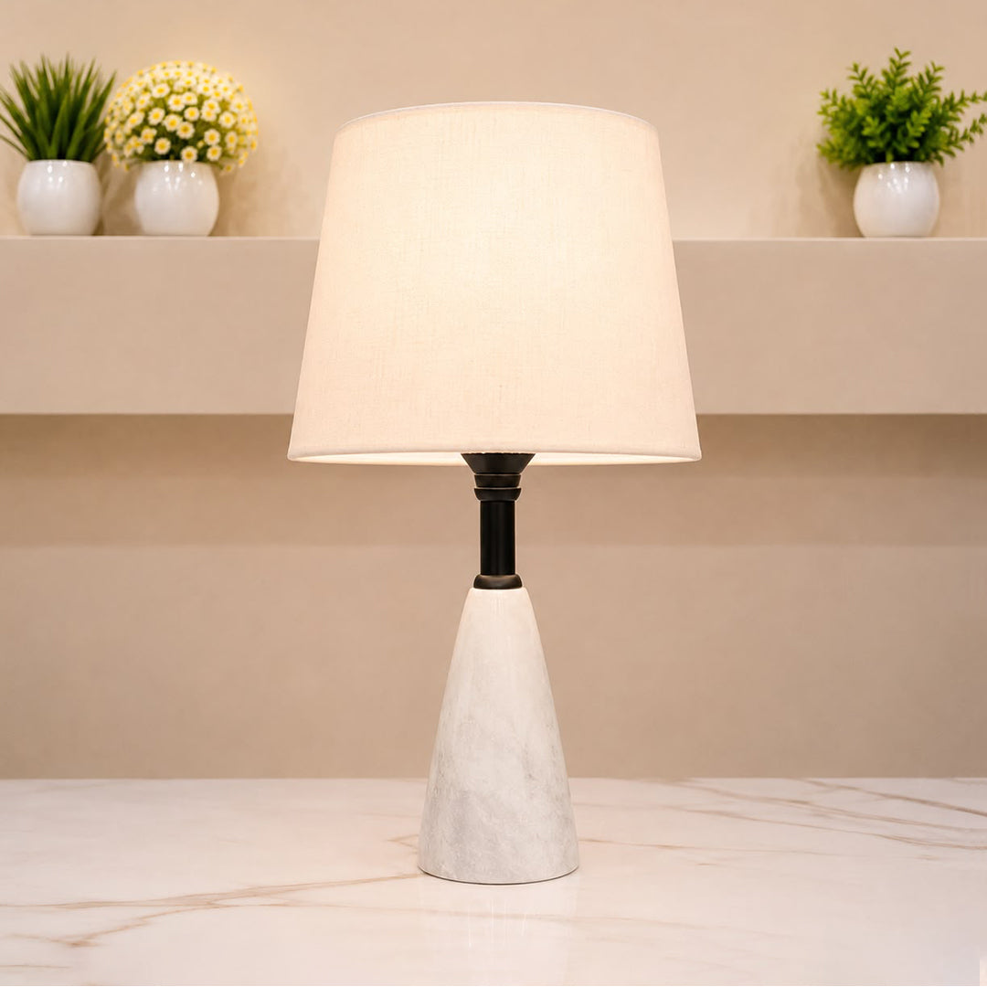 Marble Cone Table Lamp Pair