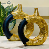 Abstract Dual-Tone Donut Vase set off 2