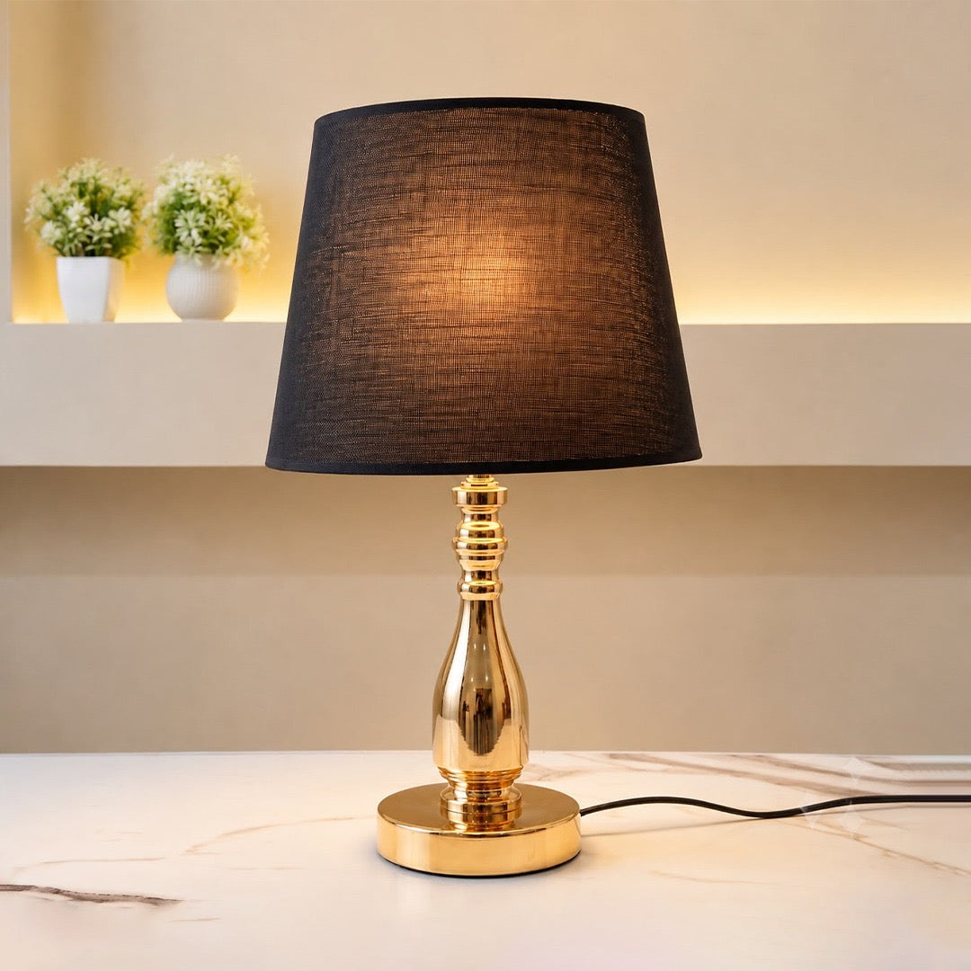 Elegant Mirror-Finish Polished Gold Sculptural Metal Table Lamp [pair]
