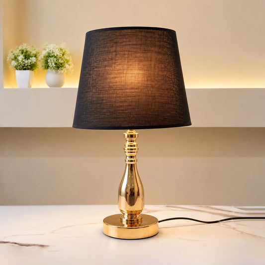 Elegant Mirror-Finish Polished Gold Sculptural Metal Table Lamp [pair]