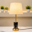 Modern Gilded Column &amp; Gold-Veined Metal Accent Table Lamp