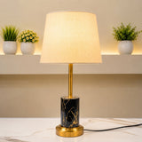 Modern Gilded Column &amp; Gold-Veined Metal Accent Table Lamp