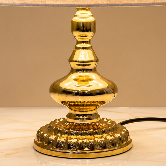 Vintage Ornate Polished Gold Metal Table Lamp [pair]
