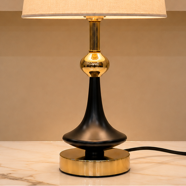 Brass Base Matka Table Lamp Pair