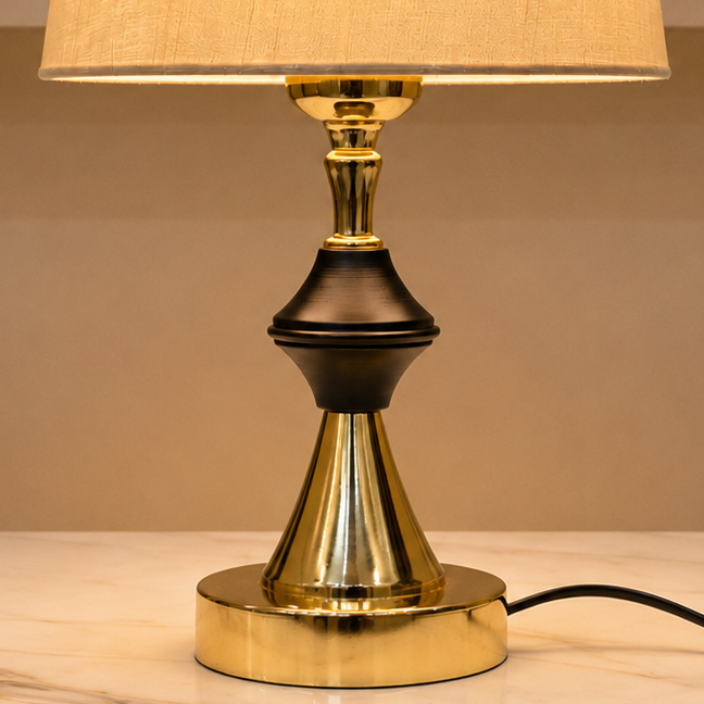 Golden Lattu Table Lamp Pair