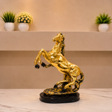Golden Rearing Horse Fiber Showpiece