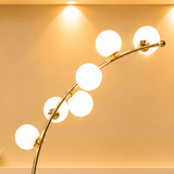 Modern Arched Gold Six-Light Globe Floor Lamp