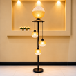 Modern Black &amp; Gold Multi-Light Acrylic Globe Floor Lamp
