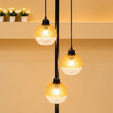 Modern Black &amp; Gold Multi-Light Acrylic Globe Floor Lamp