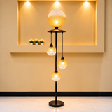 Modern Black &amp; Gold Multi-Light Acrylic Globe Floor Lamp