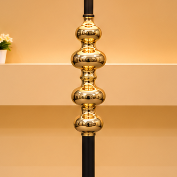Modern Black &amp; Gold Beaded Floor Lamp