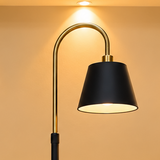 Modern Black &amp; Gold Floor Lamp with Side Display Table