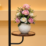 Modern Black &amp; Gold Floor Lamp with Side Display Table