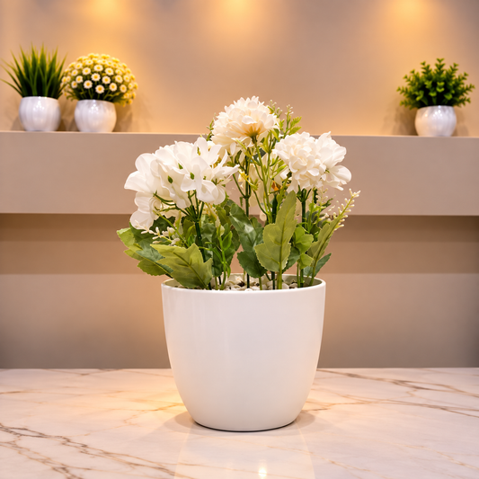 Elegant White Artificial Flower Pot