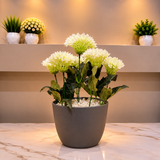 Elegant White Chrysanthemum Artificial Flower Pot
