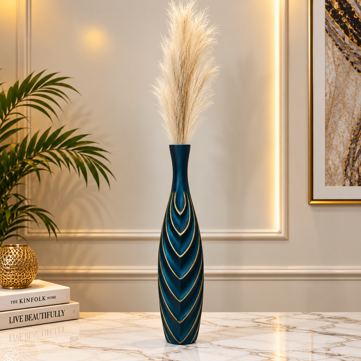 Elegant black  Gold Decorative Vase Set [fiber]