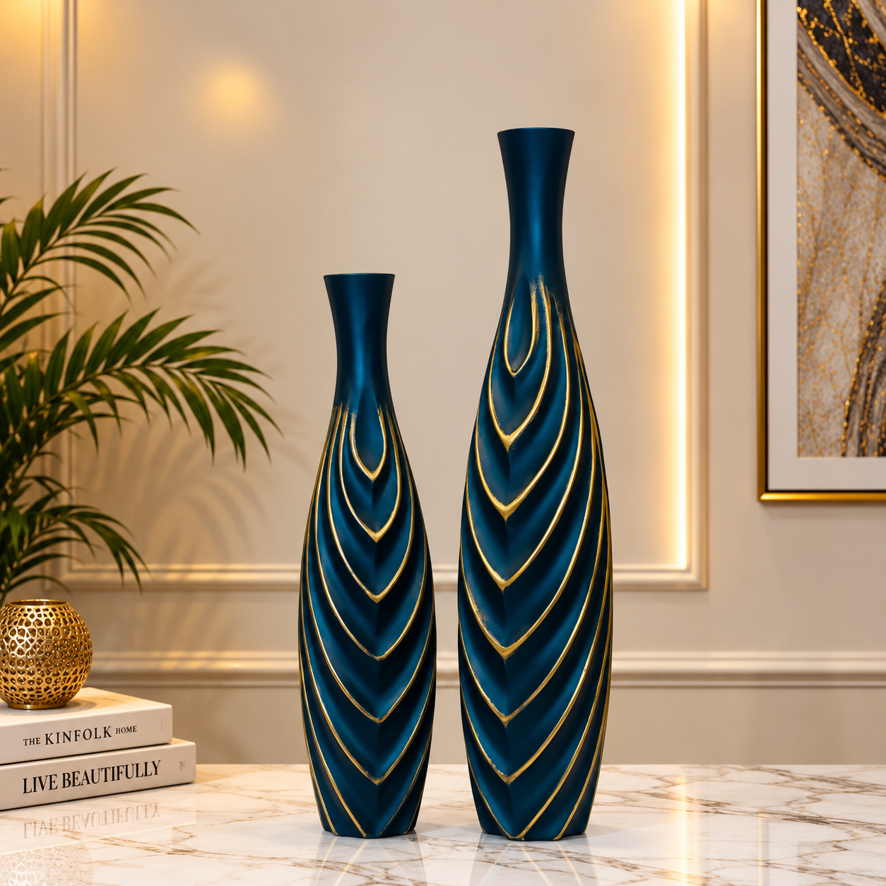 Elegant black  Gold Decorative Vase Set [fiber]